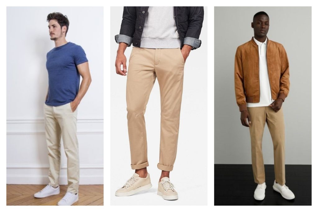 4 idées de looks avec un pantalon beige chino homme